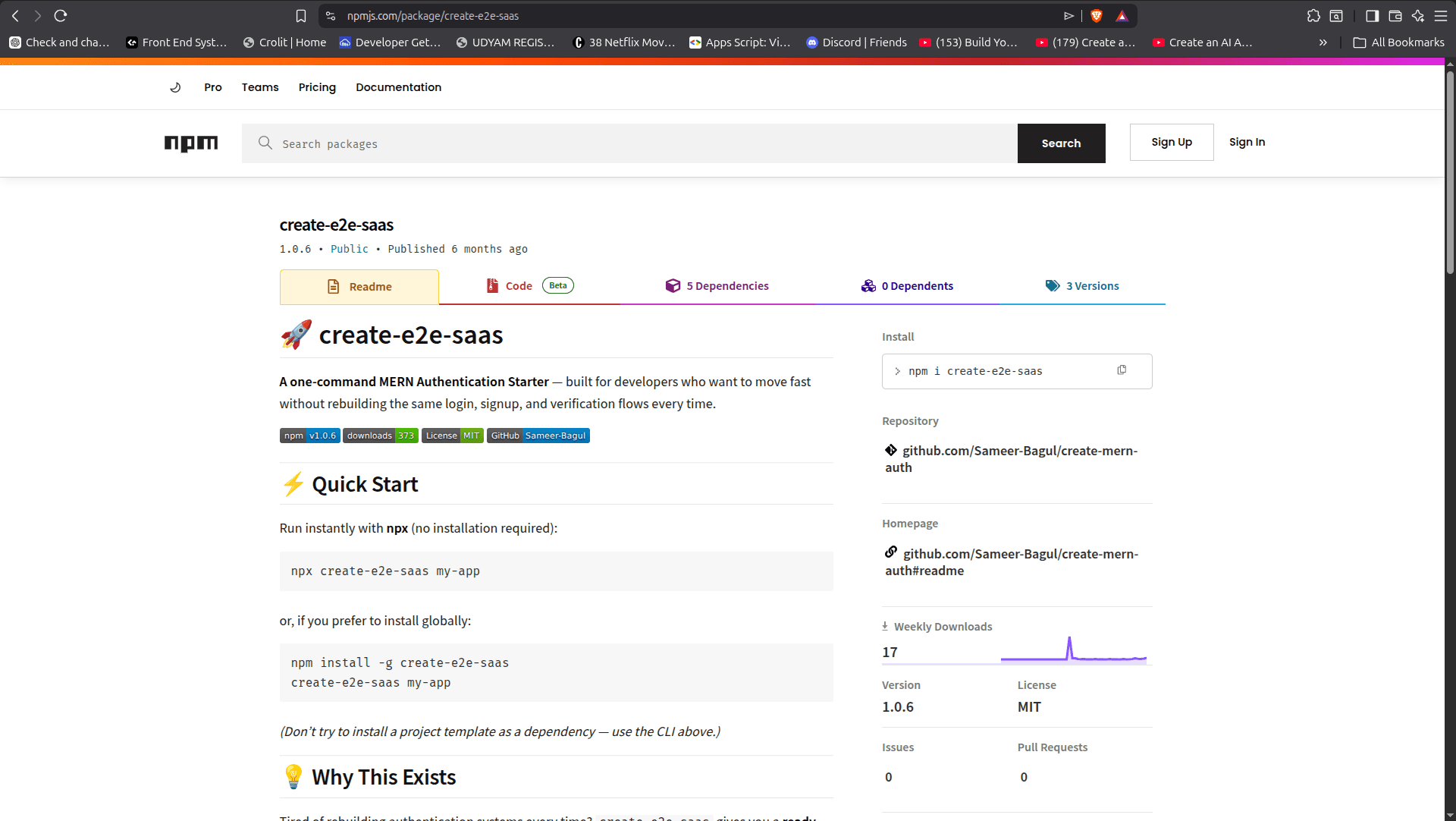 create-e2e-saas - One-command MERN Authentication Starter CLI